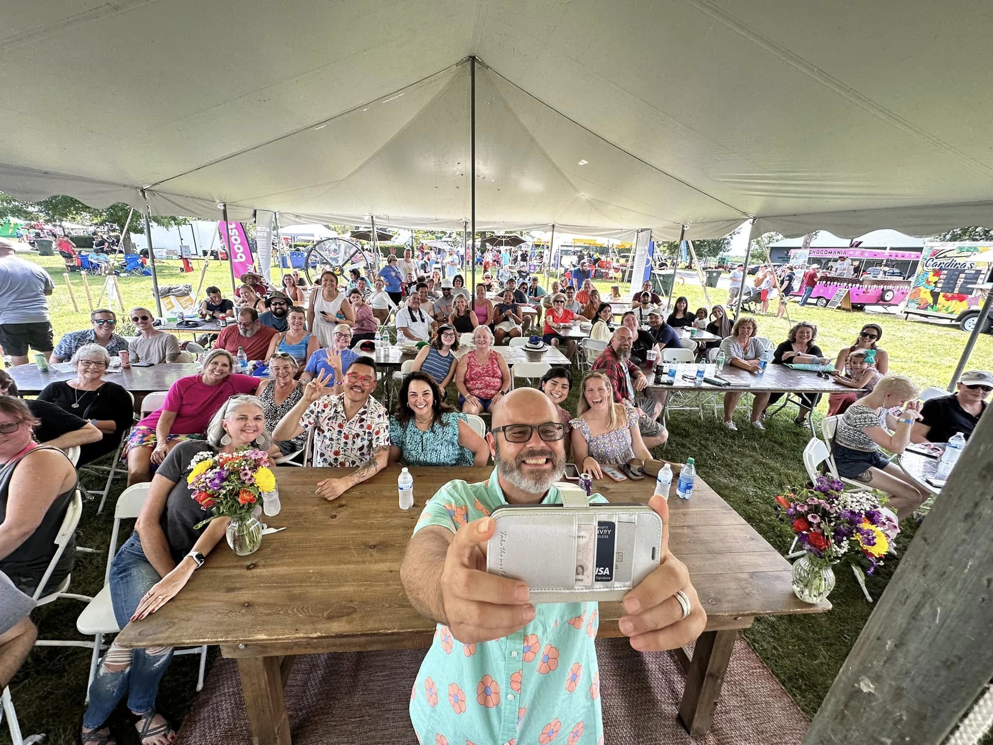 Crowd gathered under the Kitchen Stage tent